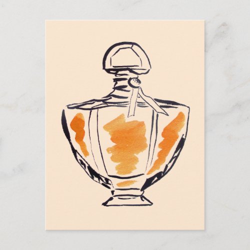 Perfume bottle fashion watercolour illustration postcard