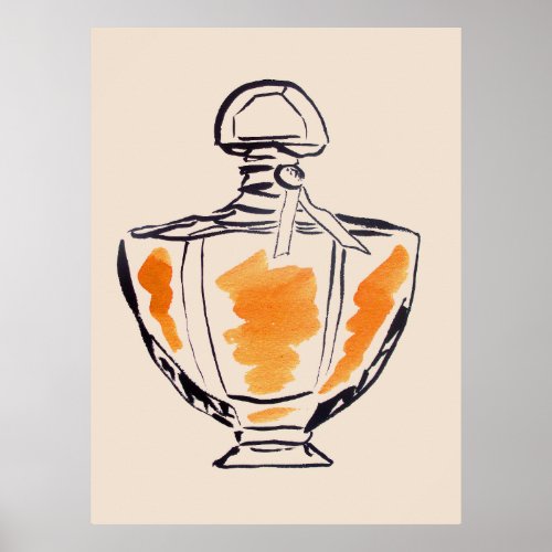 Perfume bottle fashion watercolour illustration poster