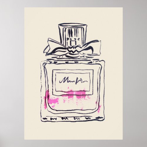 Perfume bottle fashion watercolour illustration poster