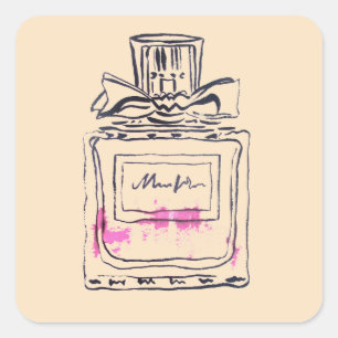 Perfume bottle fashion watercolour illustration square sticker