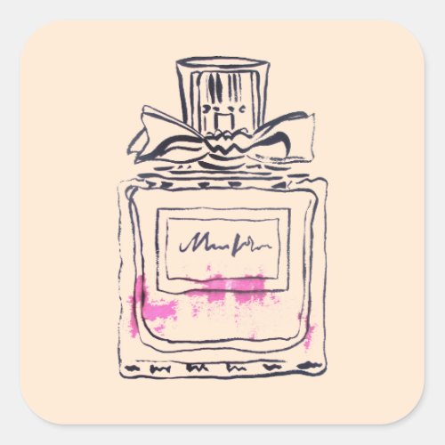 Perfume bottle fashion watercolour illustration square sticker