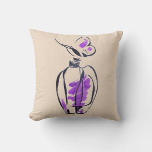 Perfume bottle fashion watercolour illustration throw pillow