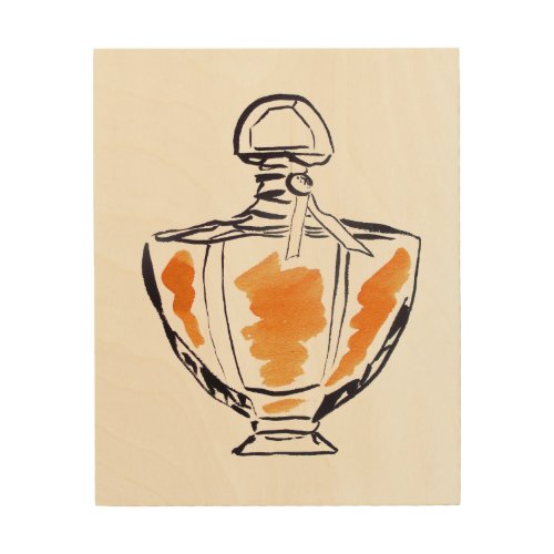 Perfume bottle fashion watercolour illustration wood wall decor