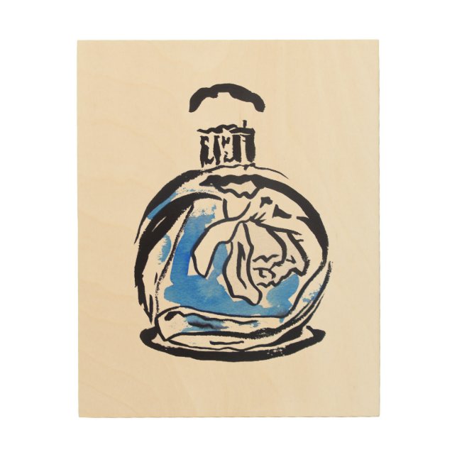 Perfume bottle fashion watercolour illustration wood wall decor (Front)