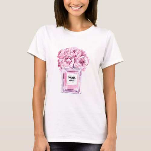Perfume Bottle Watercolor Painting Hand Painted Wi T_Shirt