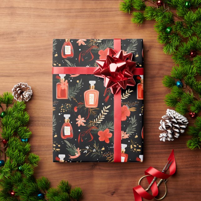 Perfume bottles chic Christmas design Wrapping Paper (Holiday Gift)