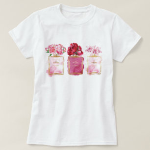 Perfume Bottles Pink Paris Style Aromatic Flowers T-Shirt