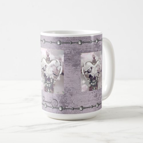 Perfume Bottles Pink Peonies  Key to my Heart Coffee Mug