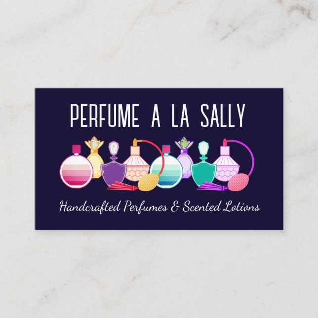 Perfume bottles scent lotion beauty business card (Front)