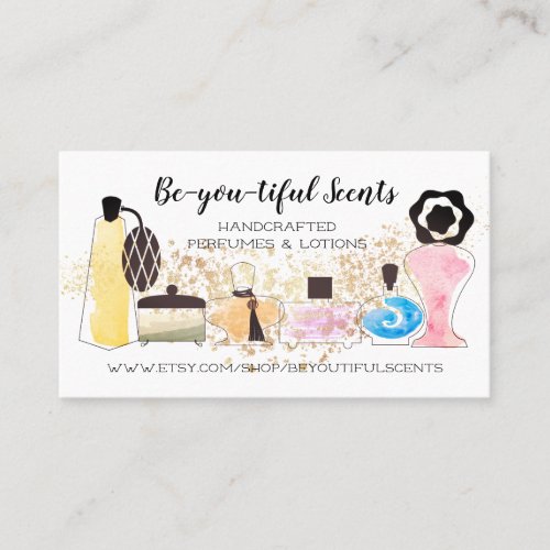 Perfume bottles scent lotions business card