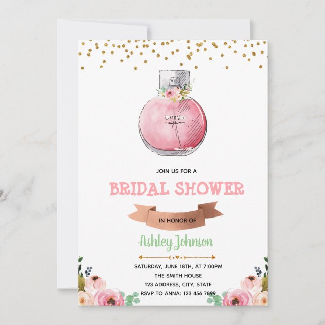Perfume bridal shower party invitation (Front)