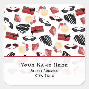 Perfume Purses Rubies & Sunglasses Address Sticker