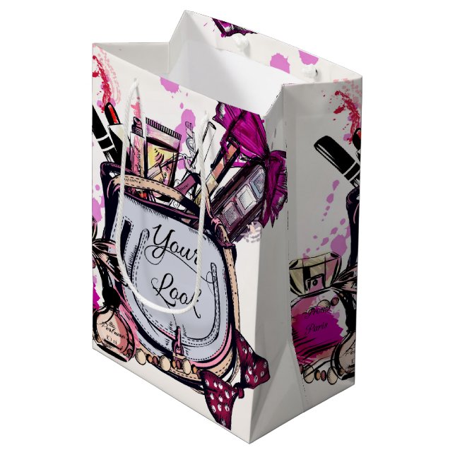Perfume, Red Lipstick, and a High Heeled Shoe   Medium Gift Bag (Front Angled)