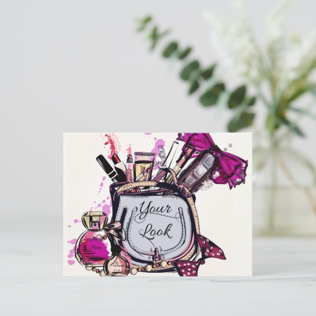 Perfume, Red Lipstick, and a High Heeled Shoe   Postcard (Standing Front)