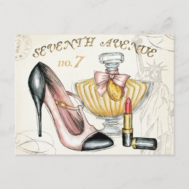 Perfume, Red Lipstick, and a High Heeled Shoe Postcard (Front)