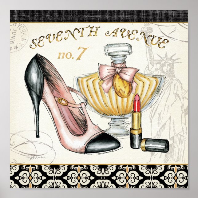 Perfume, Red Lipstick, and a High Heeled Shoe Poster (Front)