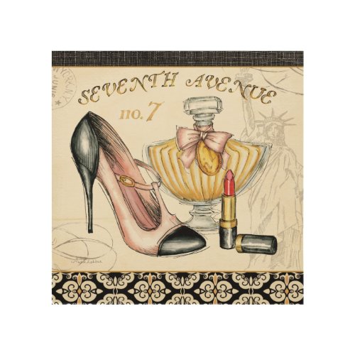 Perfume Red Lipstick and a High Heeled Shoe Wood Wall Decor