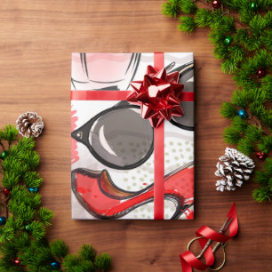 Perfume, Red Lipstick, and a High Heeled Shoe Wrapping Paper