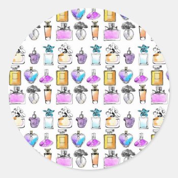 Perfumes Art Classic Round Sticker by KeyholeDesign at Zazzle