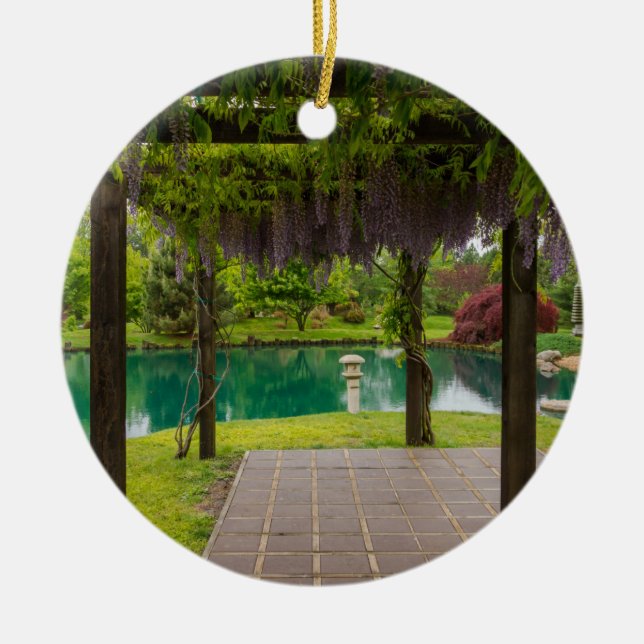 Pergola Of Wisteria Ceramic Ornament (Front)
