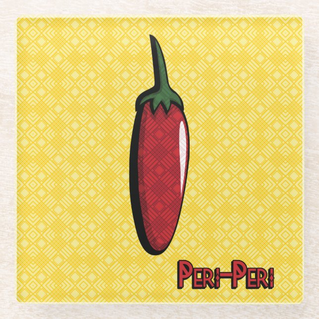 Peri-Peri Chili Pepper Glass Coaster (Front)