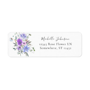 Peri & Purple Floral Return Address Label