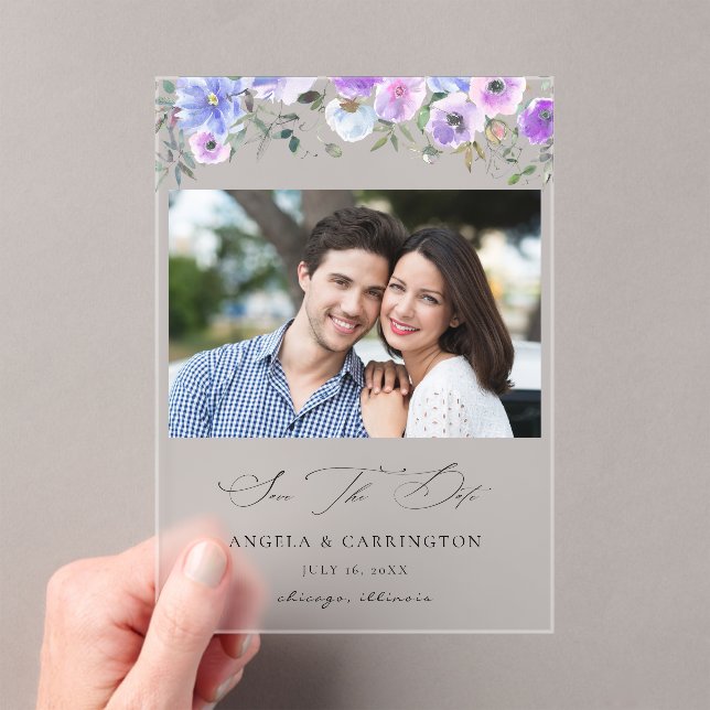 Peri & Purple Floral Save the Date Photo (Insitu (Handheld))