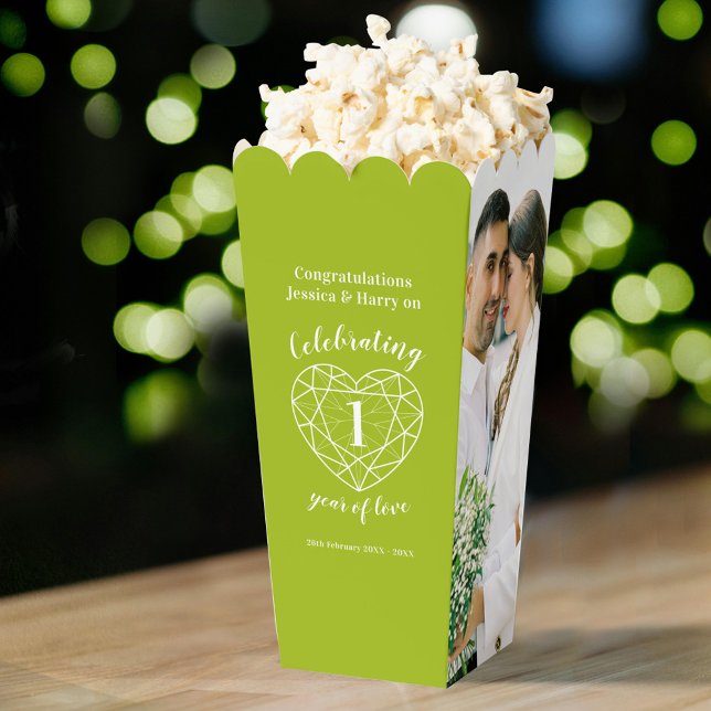 Peridot 1st wedding anniversary green two photos favor boxes (Creator Uploaded)