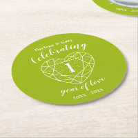 Peridot anniversary 1 year of love coasters