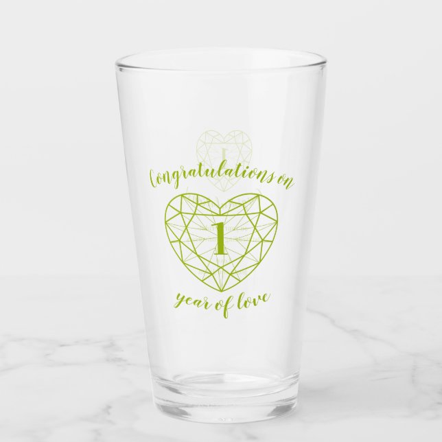 Peridot anniversary 1 year of love custom message glass (Front)