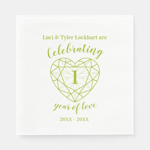 Peridot anniversary 1 year of love green napkins