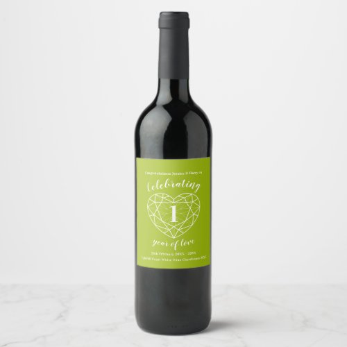 Peridot anniversary 1 year of love wine labels