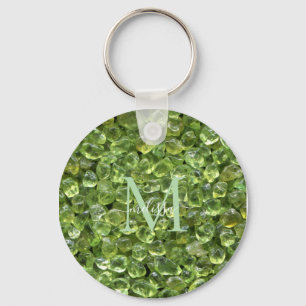 Peridot Birthstone Monogram Personalized Name Keychain