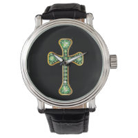 "Peridot" Christian Cross in Gold Watch