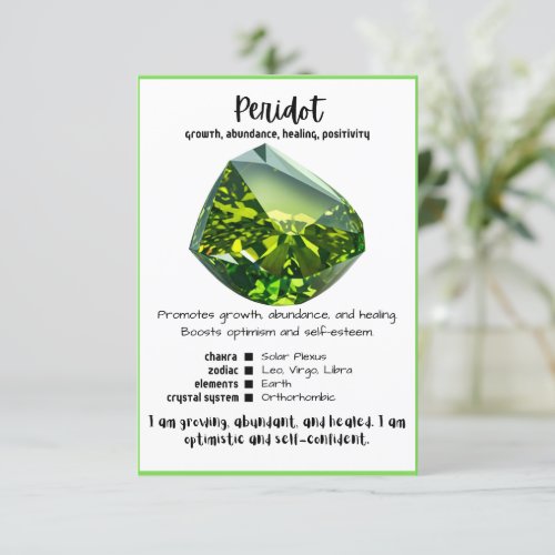 Peridot Crystal Meaning Card