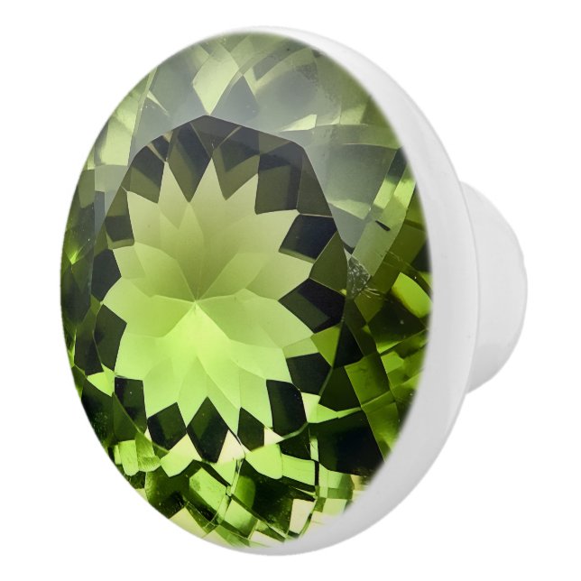 Peridot Crystal Pattern Ceramic Knob (Right)