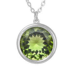 Peridot Crystal Pattern Silver Plated Necklace