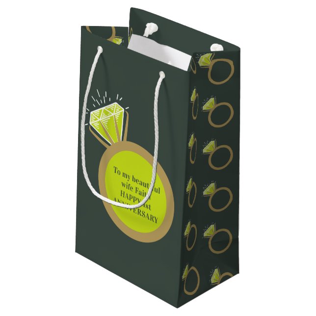 Peridot First wedding Anniversary 1 years favor  Small Gift Bag (Back Angled)