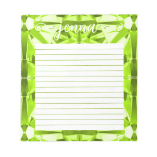 Peridot Gemstone Lined Personalized Notepad