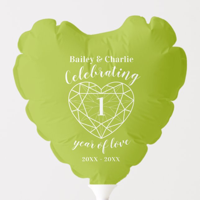 Peridot green 1st wedding anniversary photo balloon (Front)