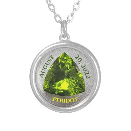 Peridot Trillion Silver Plated Necklace