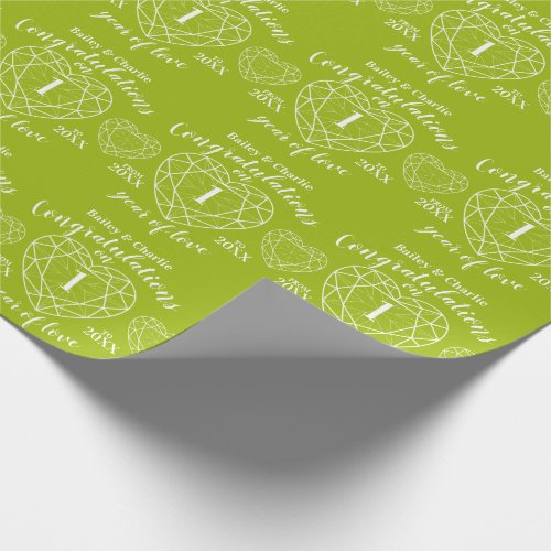 Peridot wedding anniversary 1 year of love green wrapping paper