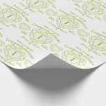 Peridot wedding anniversary 1 year white green wrapping paper<br><div class="desc">Peridot celebrating 1 year of love anniversary white lime green wrapping paper. Simple outline heart stone effect line art graphics lime green and white 1st Wedding Anniversary wrapping paper. Customize with your own first wedding anniversary names and marriage from and to years. The 1st wedding anniversary is associated with the...</div>