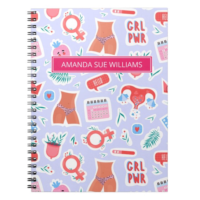 Period / Menstrual Cycle - Your Name /Monogram  Notebook (Front)