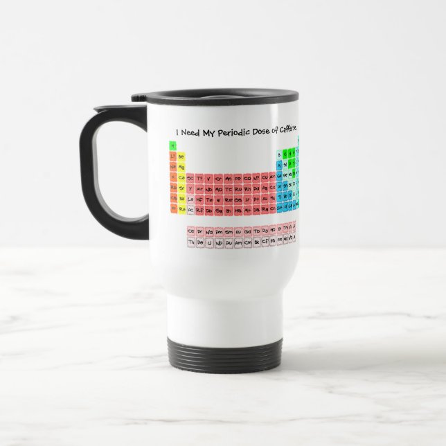 Periodic Dose of Caffeine- Periodic Table Travel Mug (Left)