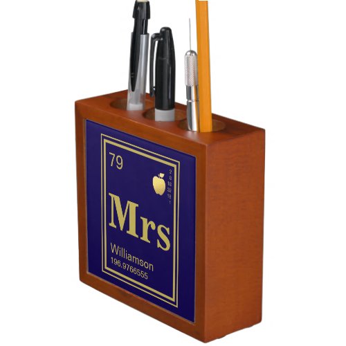 Periodic Element of a Good Teacher Custom Name Desk Organizer