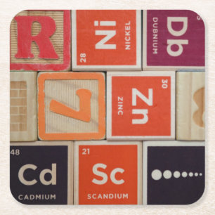 Periodic Elements Zinc Science Square Paper Coaster