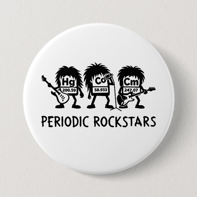 Periodic Rockstars Chemistry Humor Button (Front)
