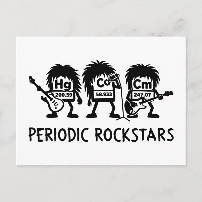 Periodic Rockstars Chemistry Humor Postcard (Front)