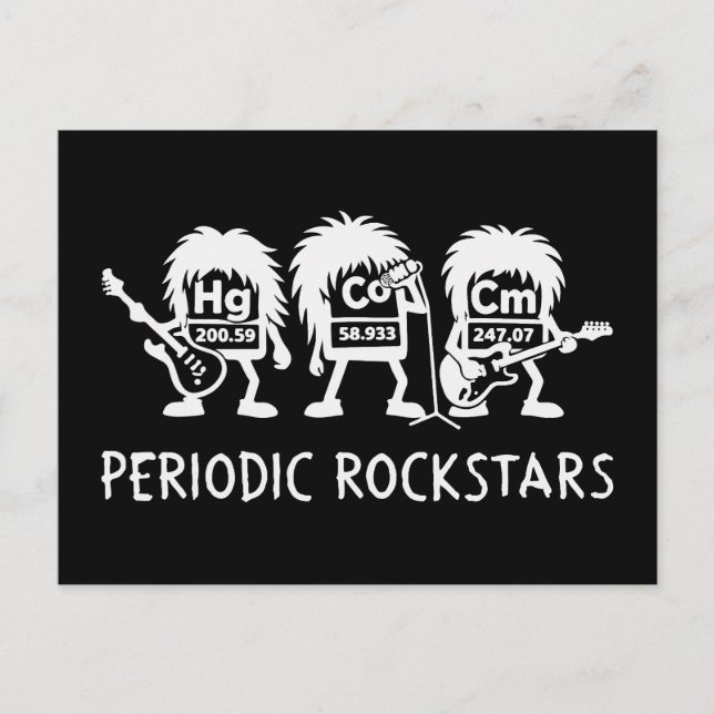 Periodic Rockstars Chemistry Humor Postcard (Front)
